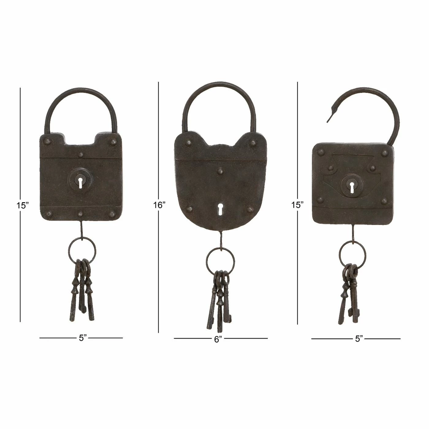 Deals ๐ DecMode Rustic Black Decorative Metal Padlocks And Keysets Wall Decor - Set Of 3 โค๏ธ - Image 4