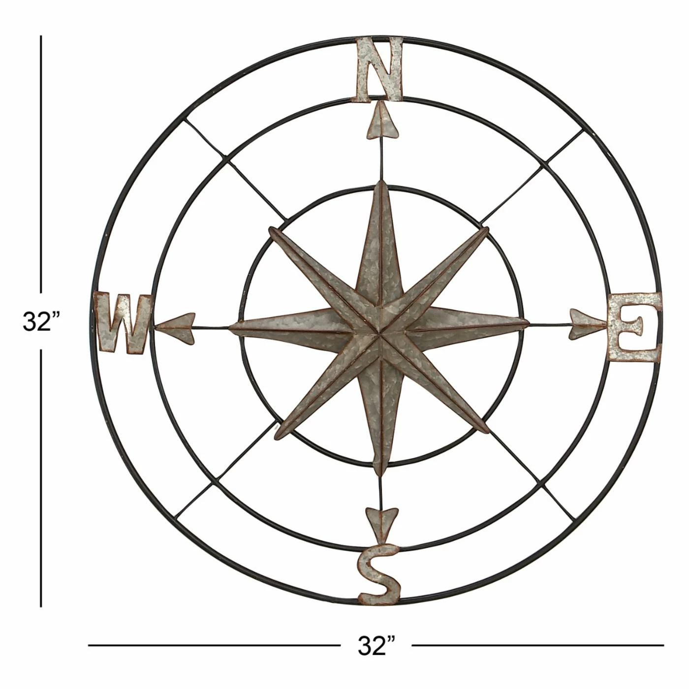 Best Pirce π Metal DecMode Galvanized Iron Compass Wall Decor β - Image 4