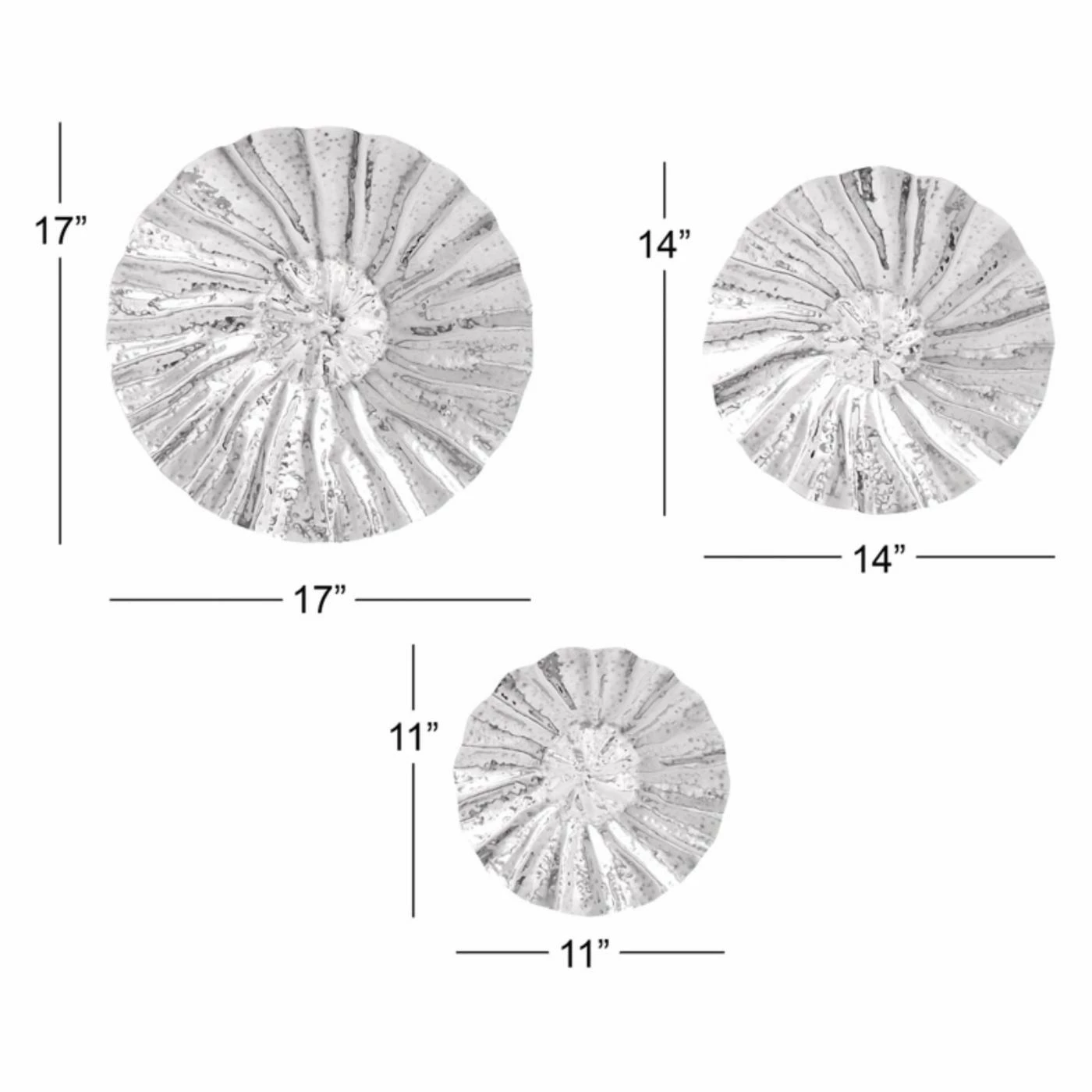 Best Pirce π Metal DecMode Fluted Disc Wall Sculpture - Set Of 3 π - Image 2