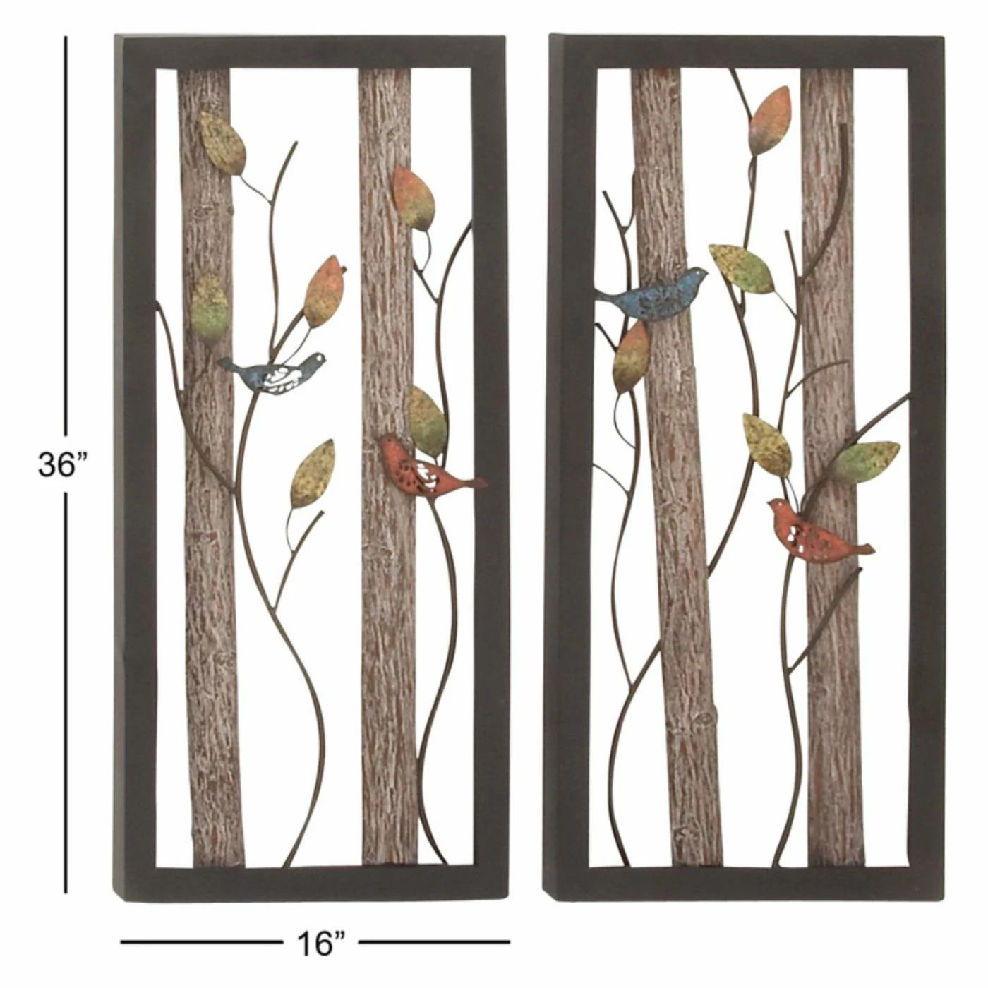 Best Pirce π Wood DecMode Tree Trunks, Vines And Birds Wall Sculpture - Set Of 2 βοΈ - Image 3