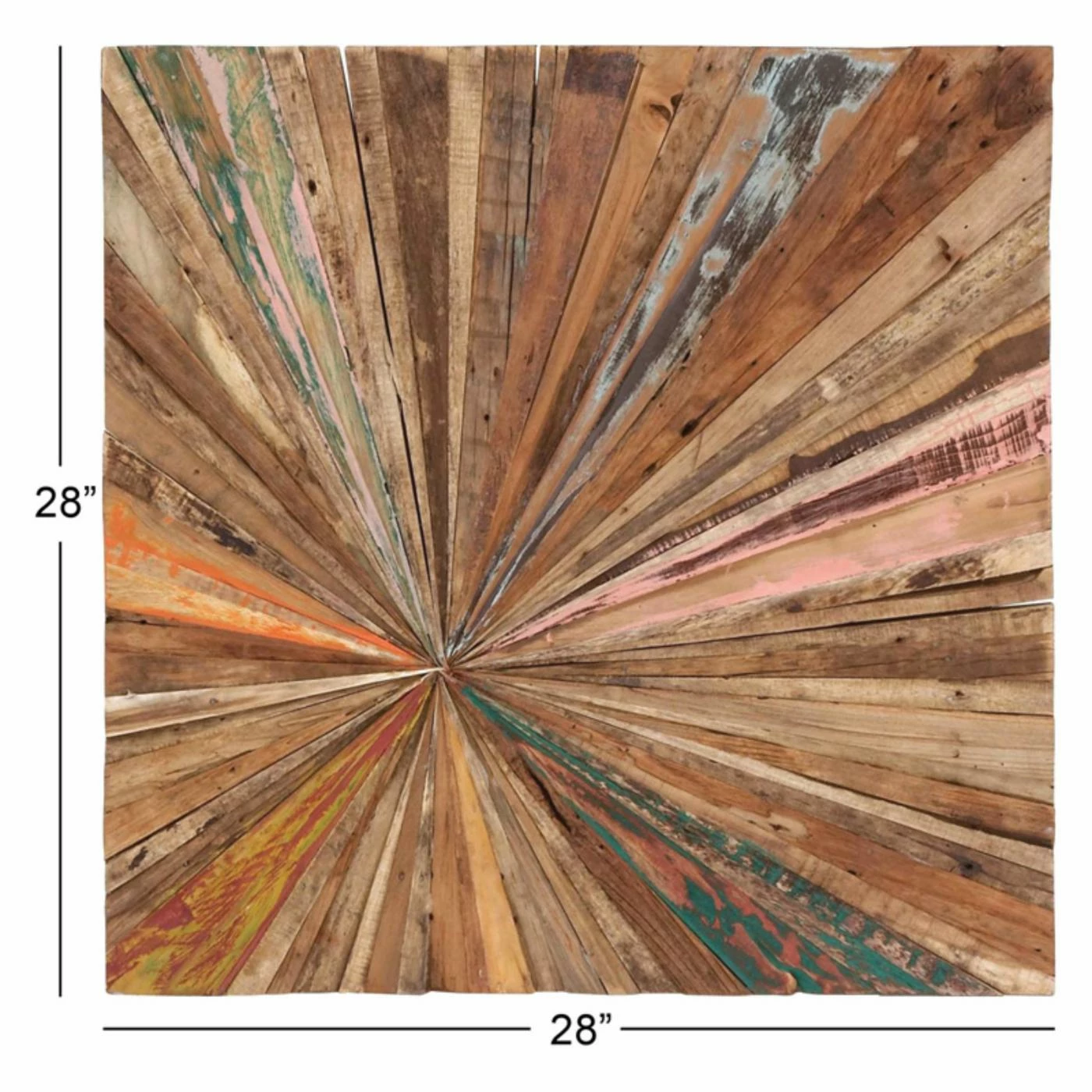 Hot Sale ๐งจ Wood DecMode 28W X 28H In. Distressed And Painted Teak Abstract Wall Sculpture โ๏ธ - Image 2