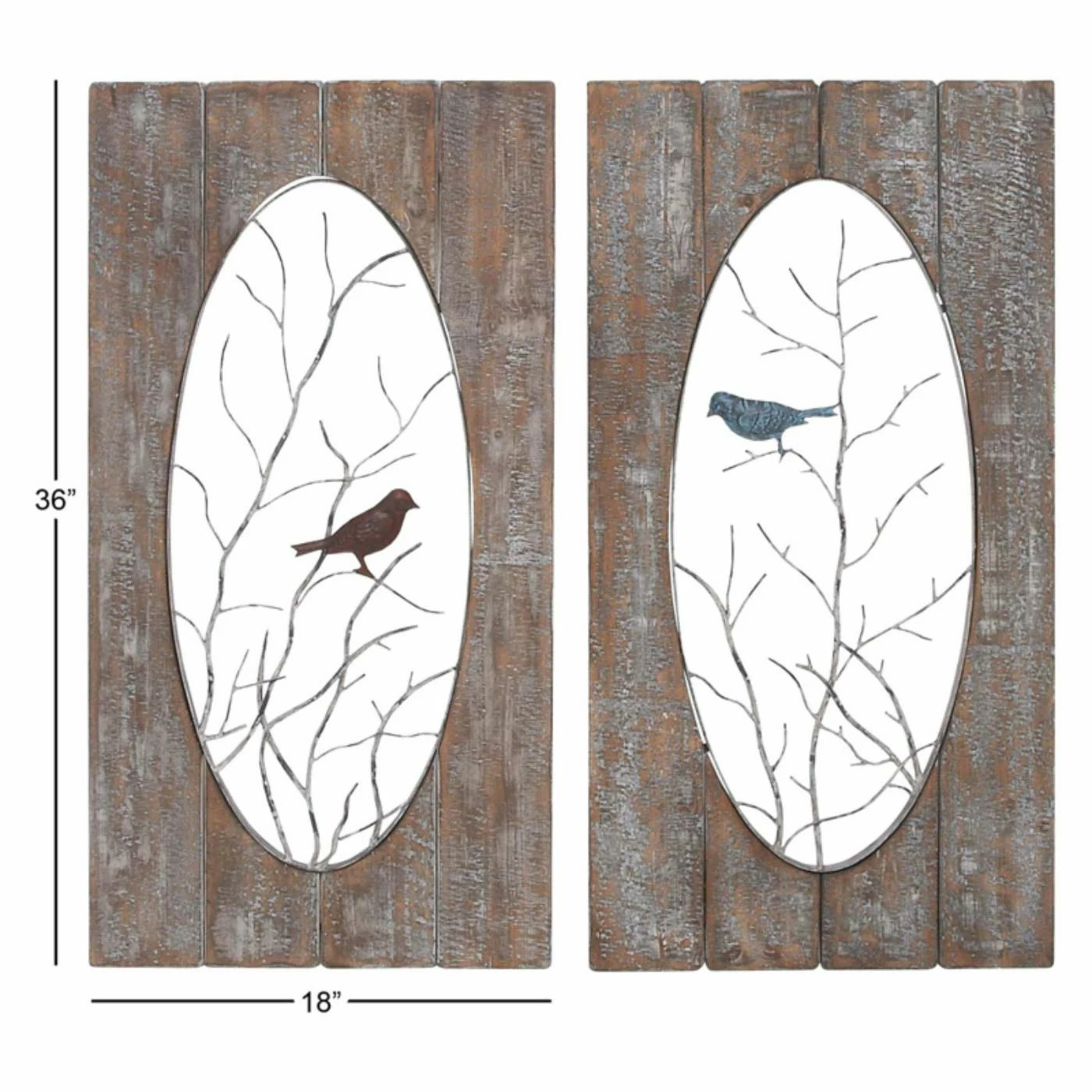 Top 10 โ๏ธ DecMode 18W X 36H In. (Each) Rustic Wood Cutout Panel With Bird Sculpture - Set Of 2 โ๏ธ - Image 2