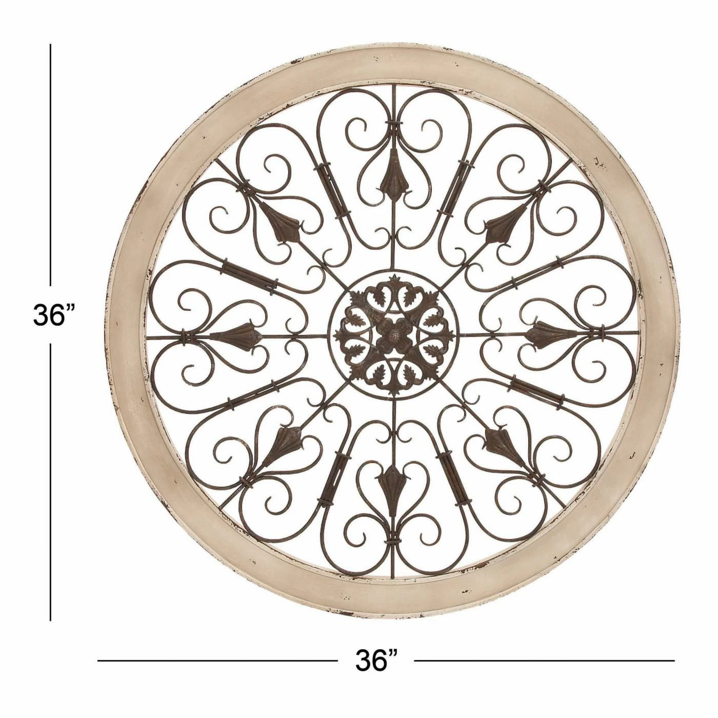Outlet βοΈ Metal DecMode Rustic White And Black Framed Heart Scrollwork Wall Medallion π - Image 3