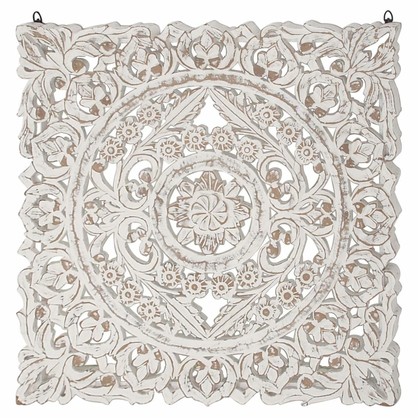 Outlet β¨ DecMode Floral Medallion Whitewash Wood Wall Panel π - Image 3