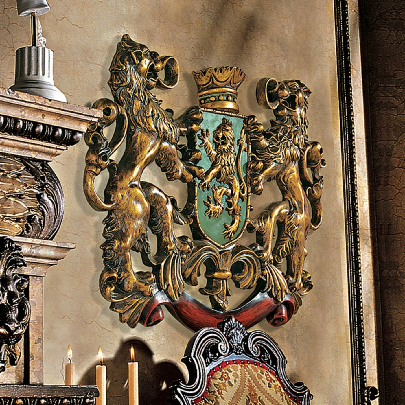 Outlet 😀 Wicker Design Toscano Inc Heraldic Royal Lions 🧥 Coat Of Arms Wall Sculpture 😍 - Image 2