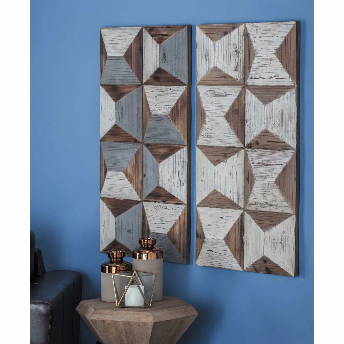Cheap π DecMode Geometric Design Wooden Wall Panels - Set Of 2 β - Image 2