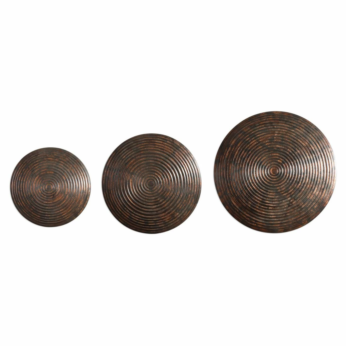 Best Sale β Metal Uttermost Hanneli Ribbed Bronze Circles - Set Of 3 π - Image 2