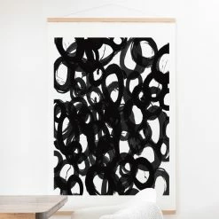 Promo 🔥 Fabric Deny Designs Black Circles Wall Scroll ✔️