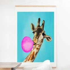 Best Sale 🔔 Upholstered Deny Designs Giraffe Blowing Bubblegum Wall Scroll 🤩