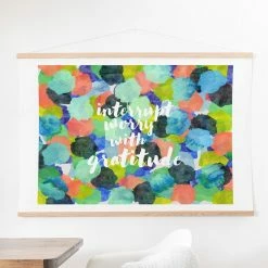 Hot Sale ❤️ Upholstered Deny Designs Interrupt Worry With Gratitude Wall Scroll 🎁