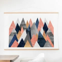 Cheapest ⭐ Upholstered Deny Designs Pink And Navy Peaks Wall Scroll 🌟