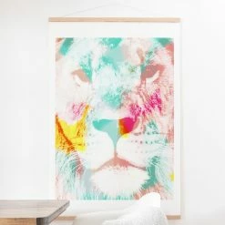 Coupon 🔔 Fabric Deny Designs Abstract Lion Wall Scroll 🤩