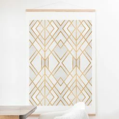 Promo 🔔 Upholstered Deny Designs Golden Geo Wall Scroll 👍