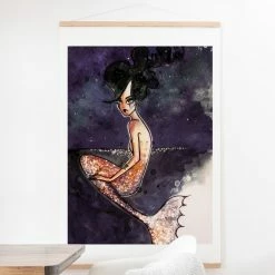 Best Pirce 🔥 Fabric Deny Designs Mermaid And Stars Wall Scroll ✨