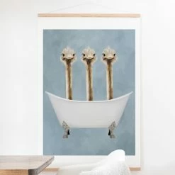 Coupon 🎉 Upholstered Deny Designs Ostriches In Bathtub Wall Scroll 🎁