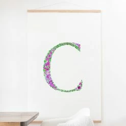 New ⭐ Fabric Deny Designs Floral Monogram Letter C Wall Scroll 🛒