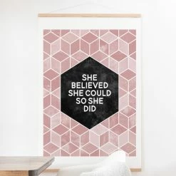 Cheapest 🛒 Upholstered Deny Designs She Believed She Could Pink Wall Scroll 🔔
