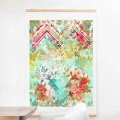 Best Pirce ⭐ Upholstered Deny Designs Fractal Floral Wall Scroll 🥰