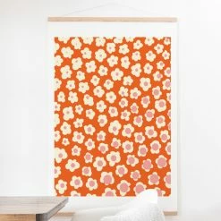 Cheap 😀 Upholstered Deny Designs Sunny Side Floral In Orange Wall Scroll 🔔