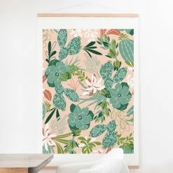 Budget 🎉 Fabric Deny Designs Succulent Garden Blush Wall Scroll 😀