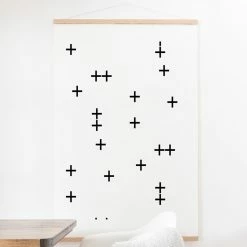 New ⭐ Fabric Deny Designs Cross On White Wall Scroll 🔔