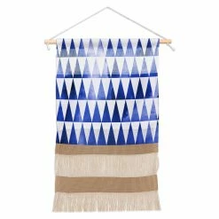 Cheapest ❤️ Fabric Deny Designs Blue Triangles And Nude Wall Hanging 🔥