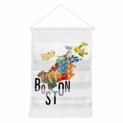 Discount 😉 Upholstered Deny Designs Jennifer Hill Boston Map Hanging Tapestry 🔥