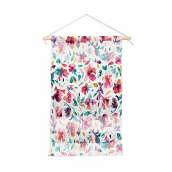 Wholesale 💯 Upholstered Deny Designs Watercolor Hibiscus Floral Pink Portrait Wall Hanging 😉