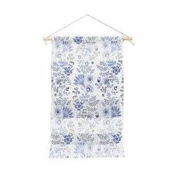 Promo 😀 Upholstered Deny Designs Blue And White Floral 1 Portrait Wall Hanging 🔔