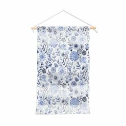 Coupon 💯 Fabric Deny Designs Blue And White Floral 3 Portrait Wall Hanging 👍