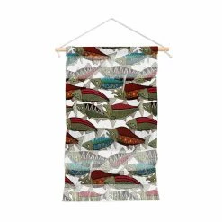 Hot Sale 🤩 Upholstered Deny Designs Alaskan Salmon White Portrait Wall Hanging 🧨