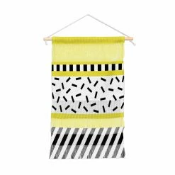 Best deal 🛒 Upholstered Deny Designs Memphis Geometric Yellow Portrait Wall Hanging 💯