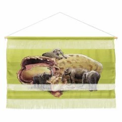 Deals 😀 Upholstered Deny Designs Eric Fan Elephants Paradise Wall Scroll 👍