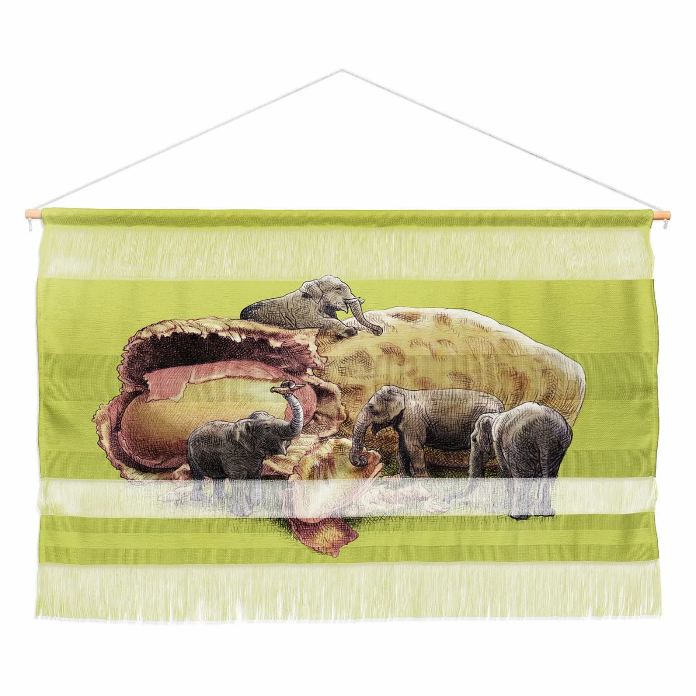 Deals ๐ Upholstered Deny Designs Eric Fan Elephants Paradise Wall Scroll ๐