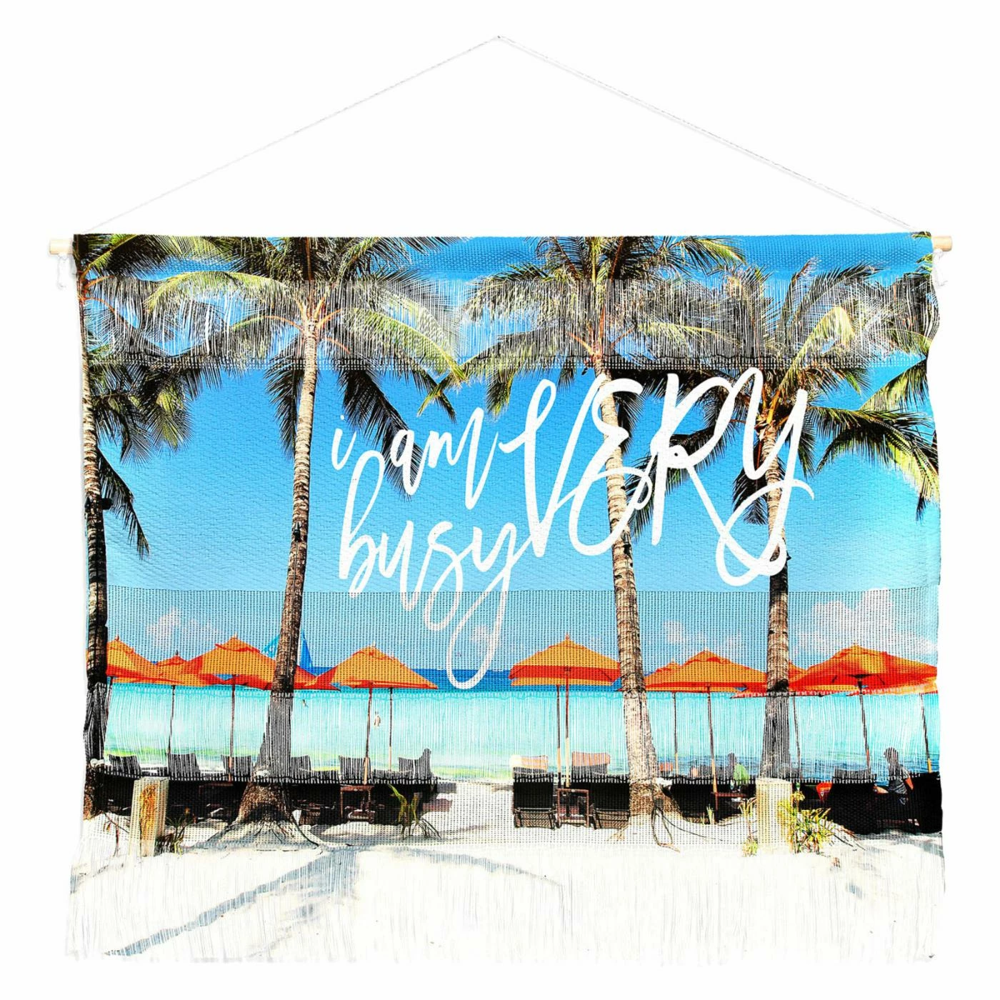 Brand new ๐ Fabric Deny Designs Happee Monkee I Am Very Busy Beach Series Wall Hanging ๐