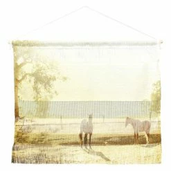 Discount 🔔 Fabric Deny Designs Happee Monkee Morning Horses Wall Hanging ✔️