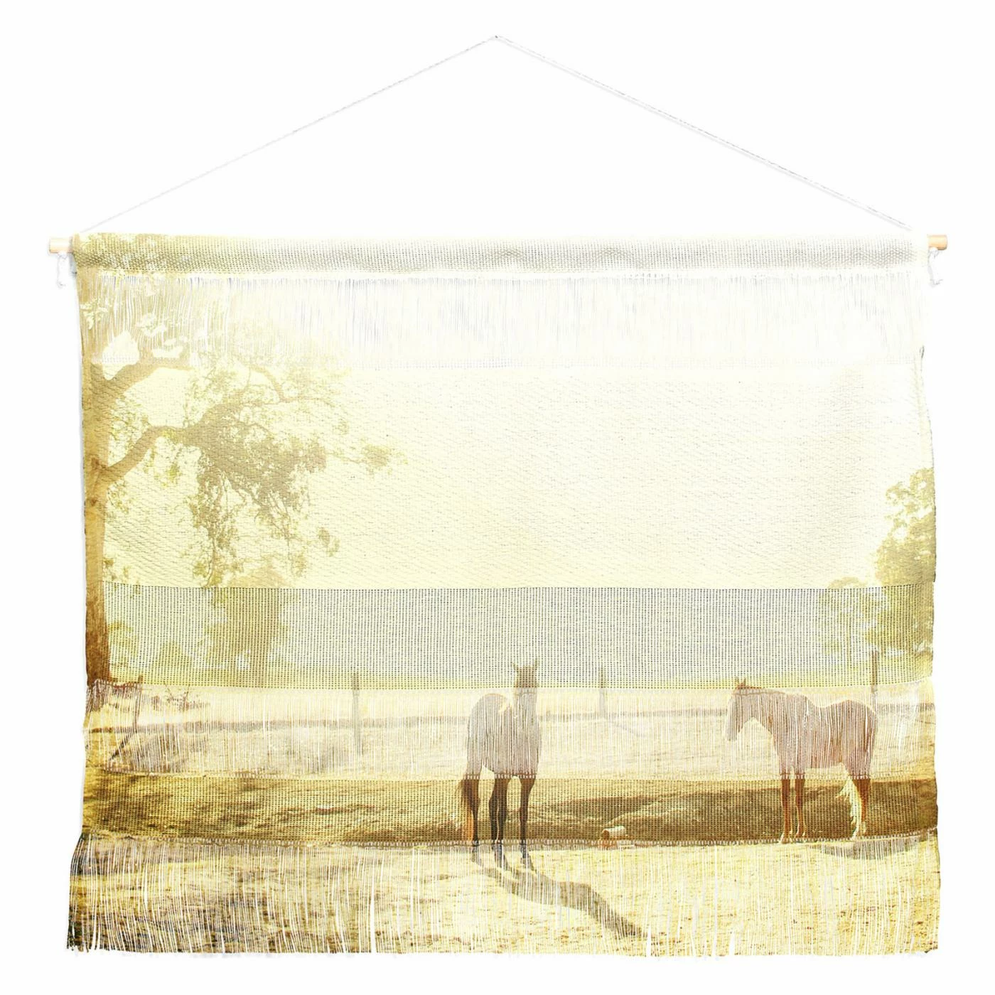 Discount ๐ Fabric Deny Designs Happee Monkee Morning Horses Wall Hanging โ๏ธ