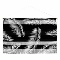 Promo 🔔 Fabric Deny Designs Kelly Haines Monochrome Palm Leaves Wall Hanging ⭐