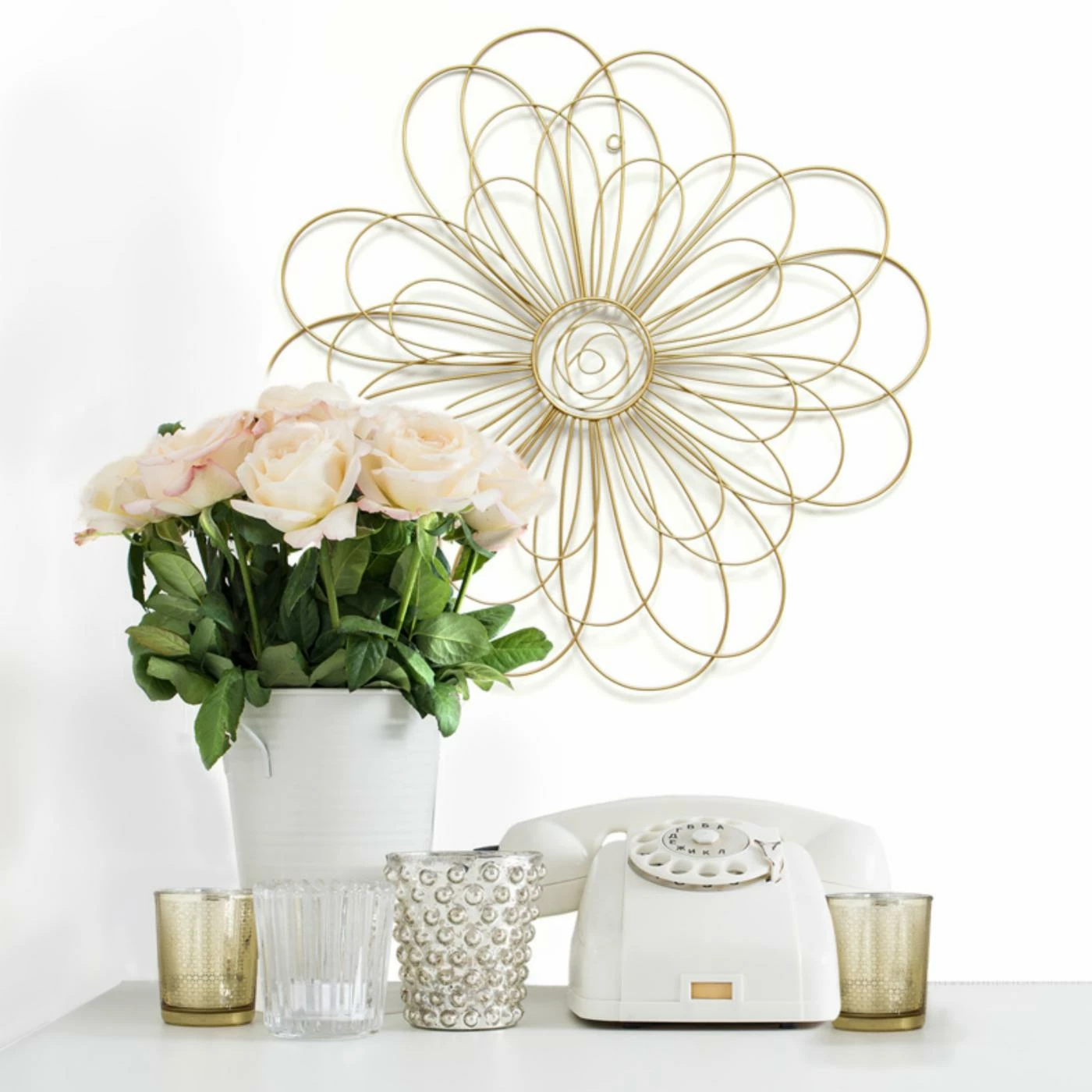 Buy โ๏ธ Metal Stratton Home Decor Gold Wire Flower Wall Sculpture โ