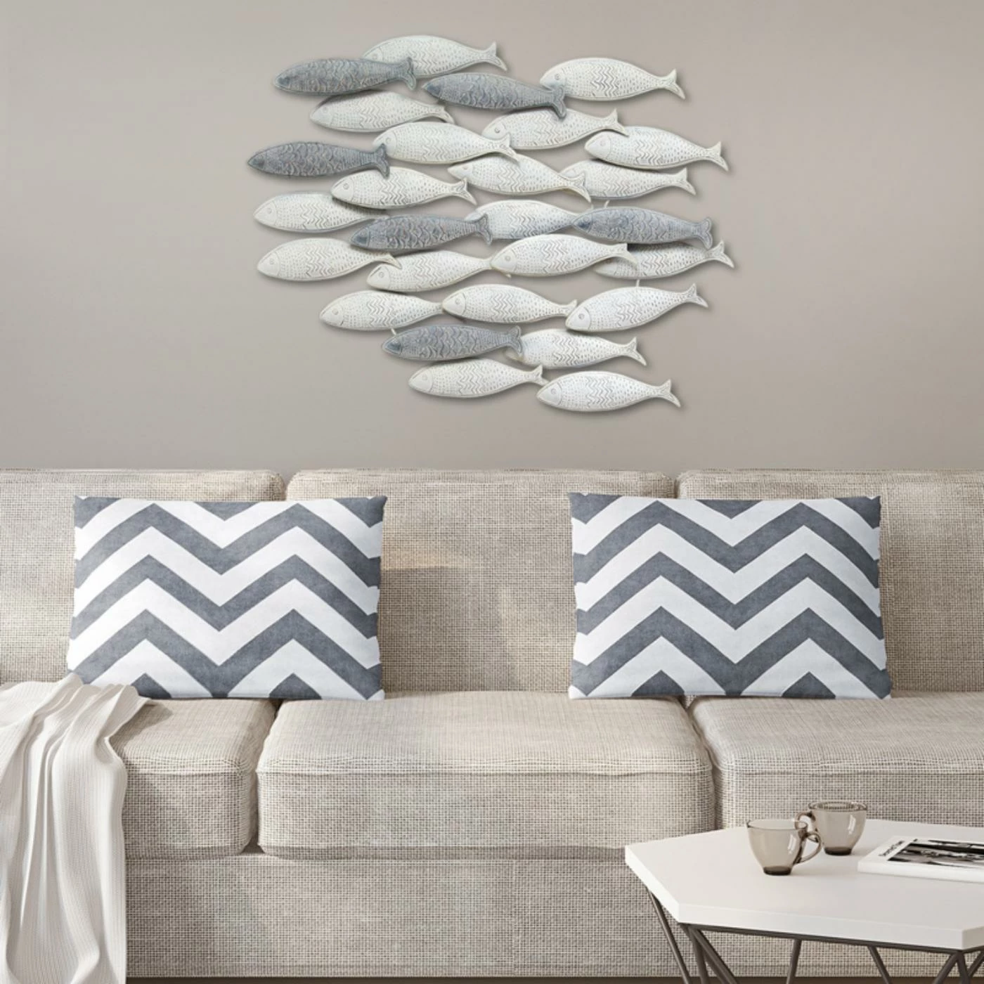 Hot Sale ⌛ Metal Stratton Home Decor School Of Fish Wall Sculpture 😀