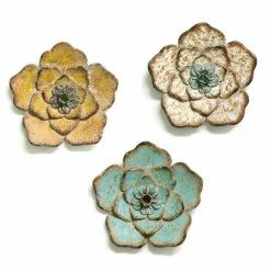 Wholesale ✨ Metal Stratton Home Decor Rustic Flower Wall Decor - Set Of 3 😀