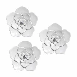 Top 10 ✔️ Stratton Home Decor White Metal Flower Wall Sculpture - Set Of 3 🔔