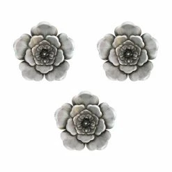 Promo 🔥 Stratton Home Decor Silver Metal Flower Wall Sculpture - Set Of 3 🌟