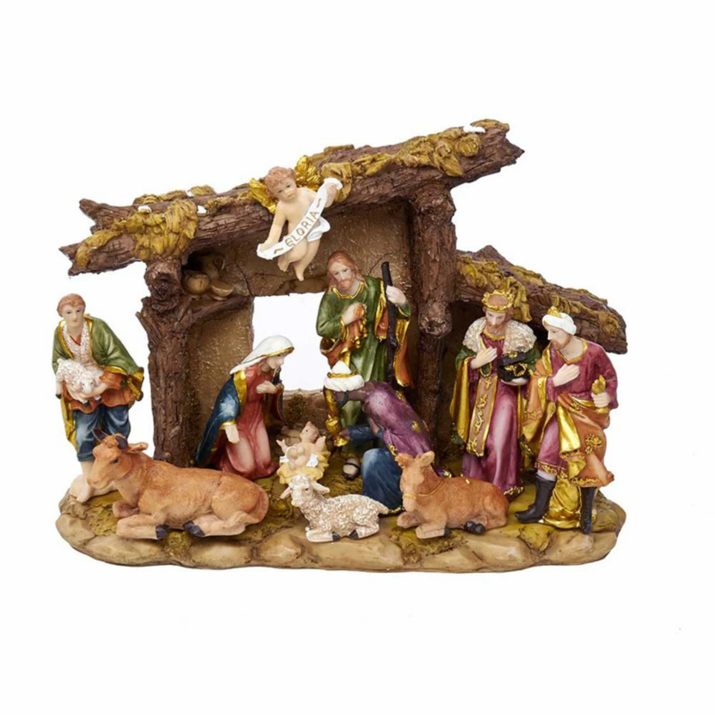 Flash Sale š Wicker Kurt S. Adler Resin Nativity Set With Figures And Stable - Set Of 11 šÆ