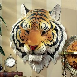 New ✔️ Wicker Design Toscano Indochinese Tiger Wall Sculpture 🎉