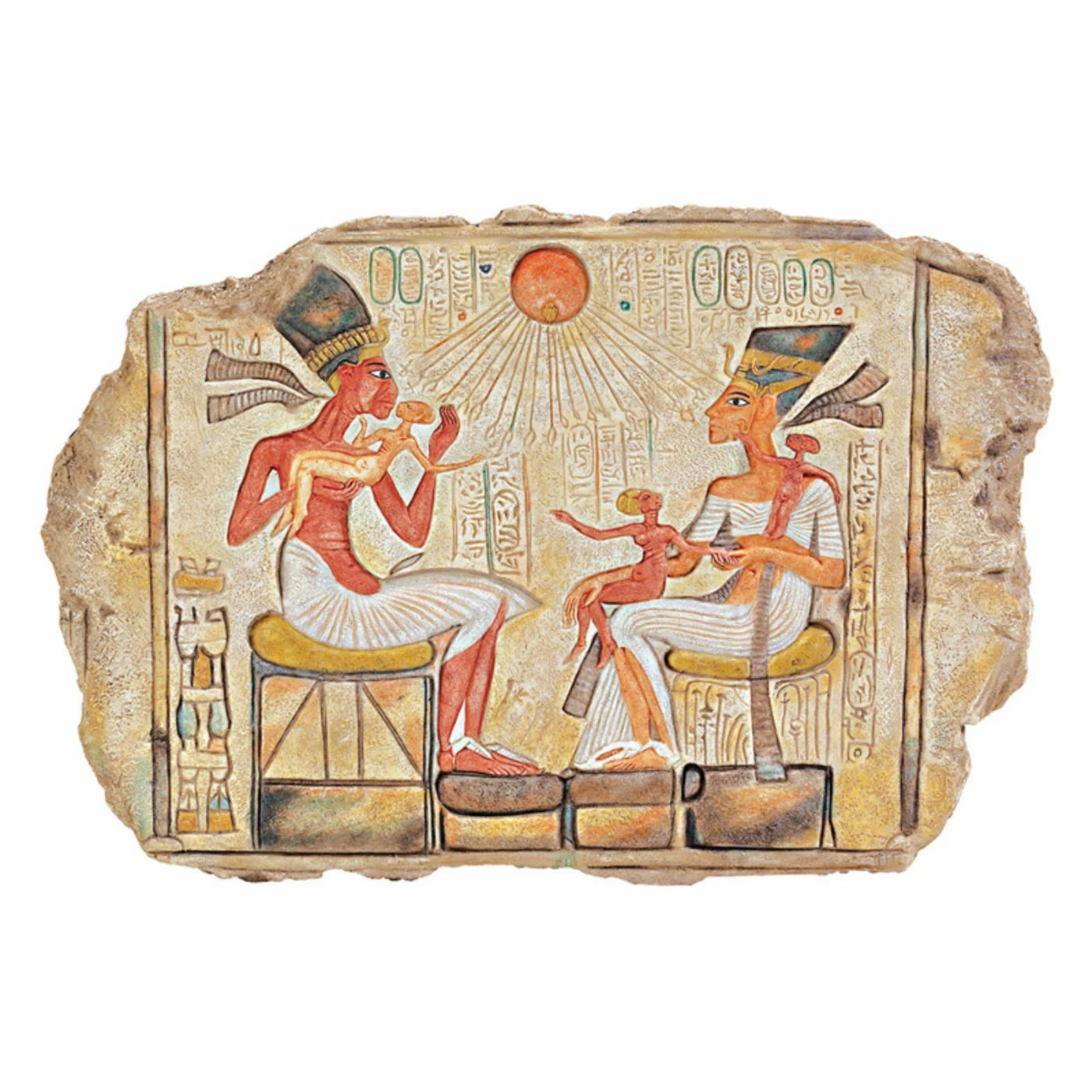 Hot Sale ๐ฅ Wicker Design Toscano King Akhenaton Nefertiti And Daughters Stele Wall Sculpture ๐