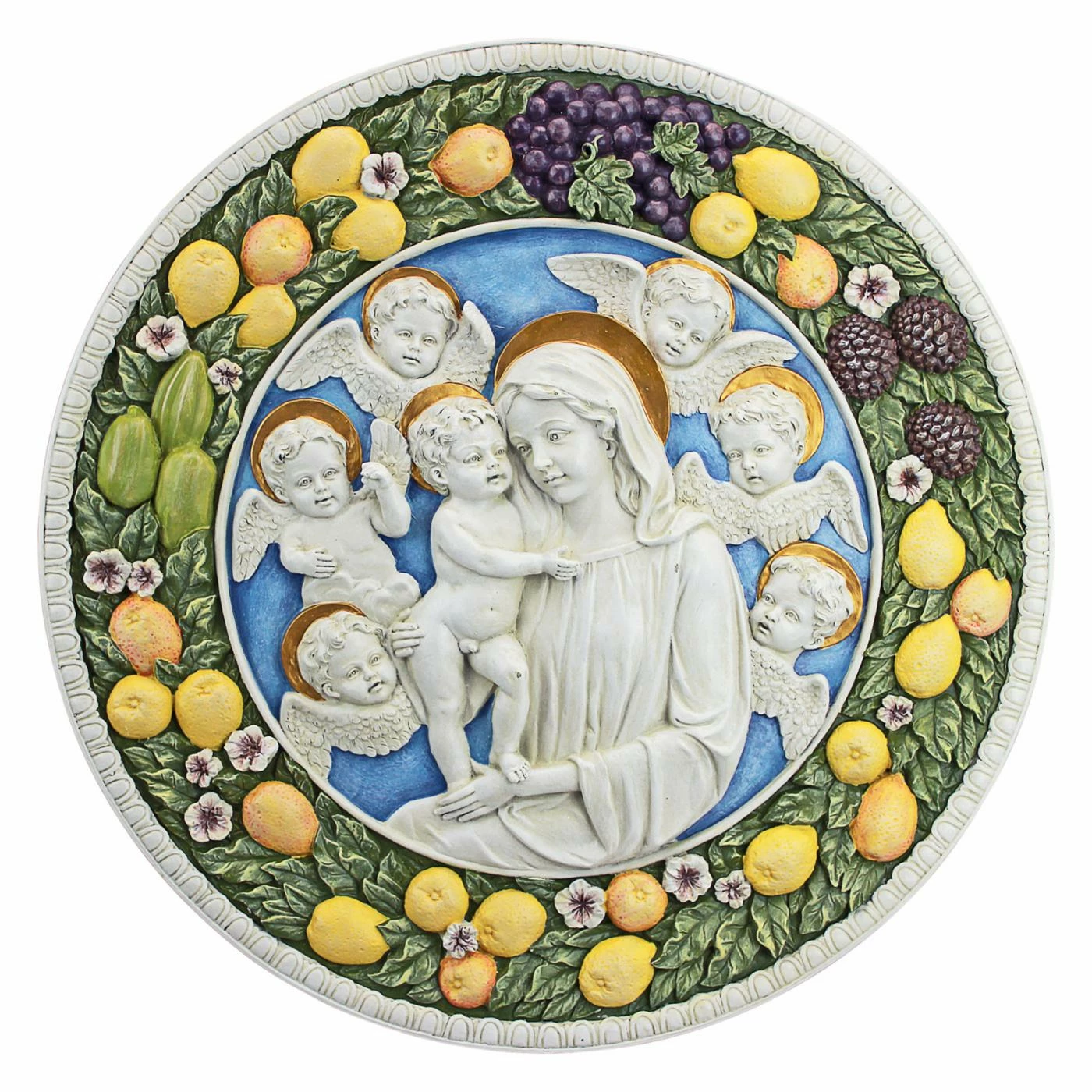 Outlet โค๏ธ Wicker Design Toscano Virgin Mary And Child Roundel Wall Sculpture ๐