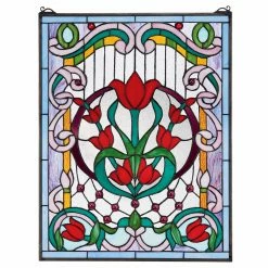 Top 10 🔥 Metal Design Toscano Tulip Treasure Tiffany-Style Stained Glass Window 😍