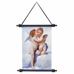 New ⭐ Wicker Design Toscano Cupid & Psyche: The First Kiss Canvas Wall Scroll ❤️