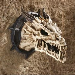 Best Pirce 🌟 Resin Design Toscano Horned Dragon Skull Wall Trophy - Set Of 2 💯